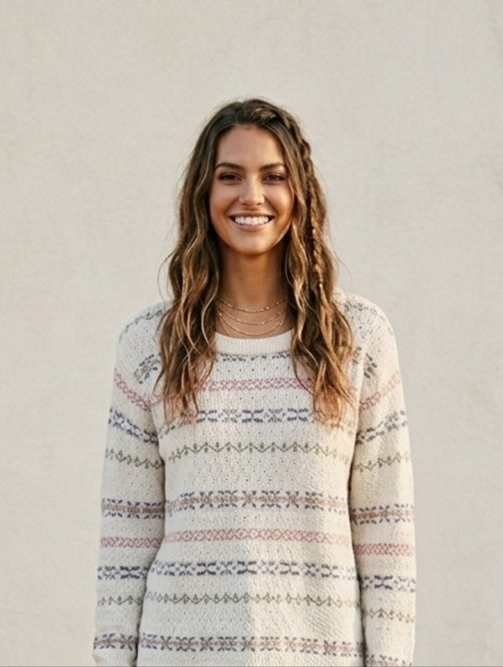 Vintage Fair Isle Knit Crewneck Sweater – Cream Multi Small